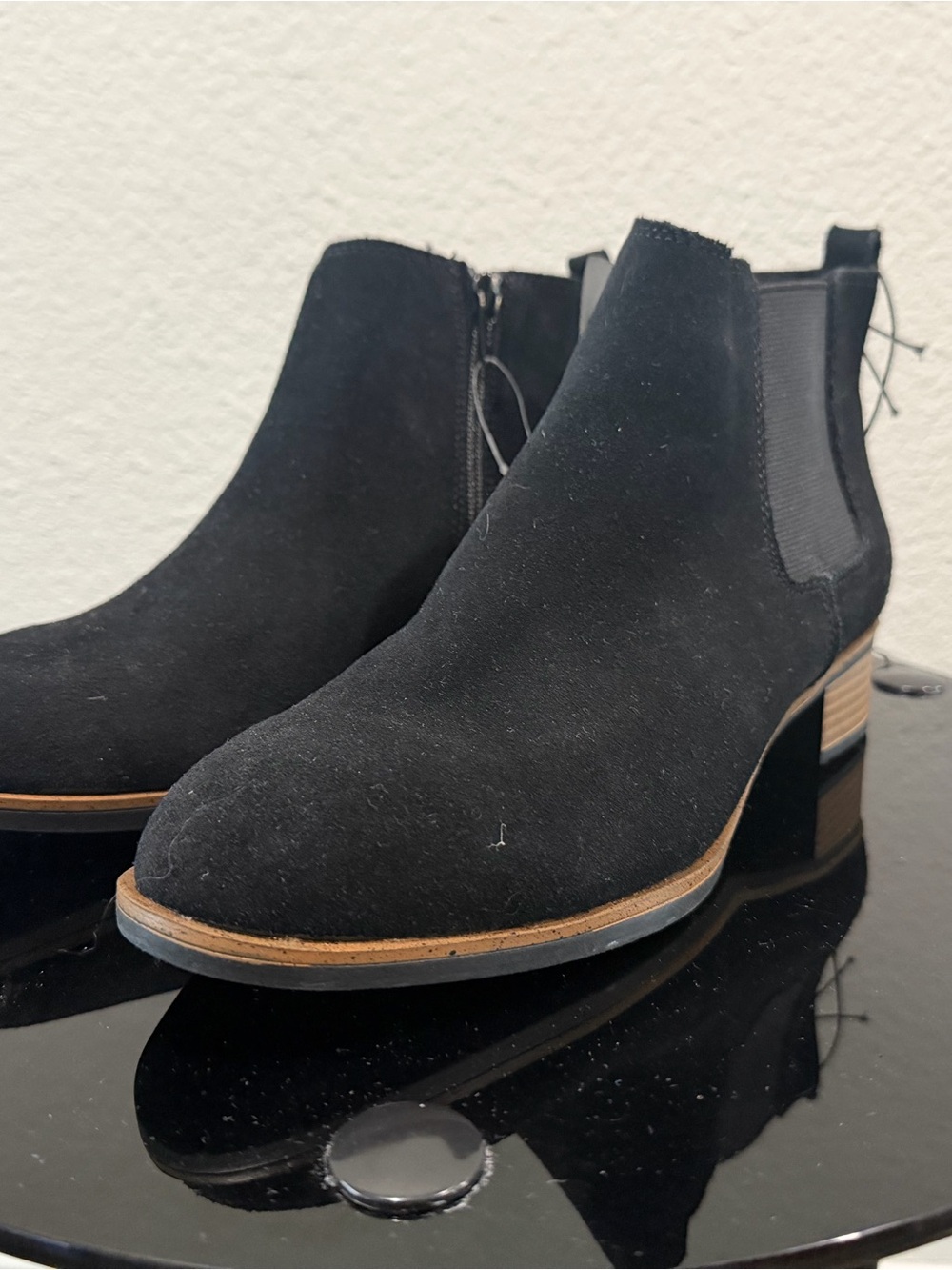 White Mountain Black Suede Chelsea Ankle Booties